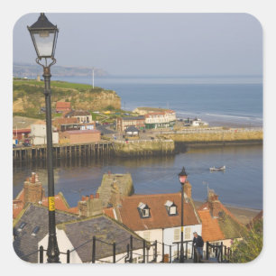 Steps leading down to the harbour, Whitby, North Square Sticker