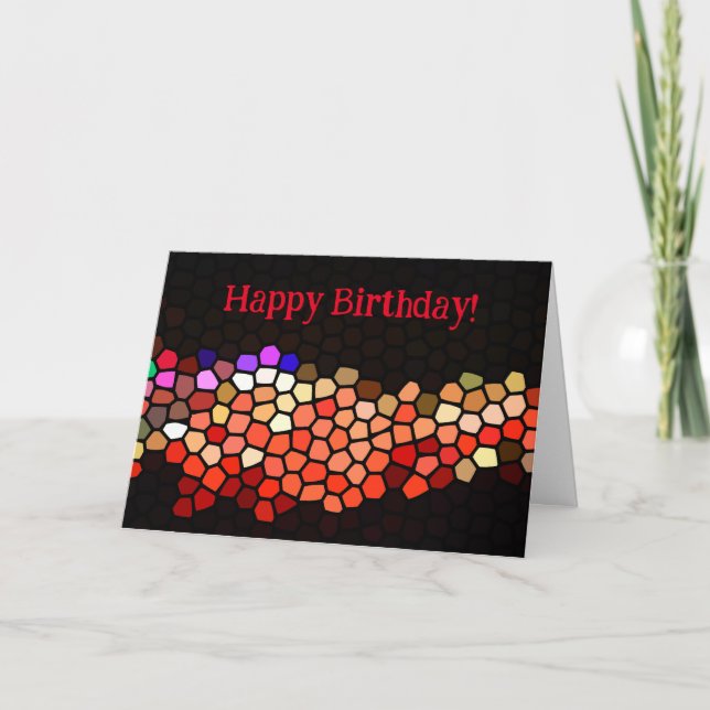 Steps Steppingstones Mosaic Colourful Birthday Car Card (Front)