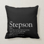 Stepson Black and White Modern Fun Definition Cushion<br><div class="desc">Personalise for your special stepson to create a unique gift. A perfect way to show him how amazing he is every day. You can even customise the background to their favourite colour. Designed by Thisisnotme©</div>