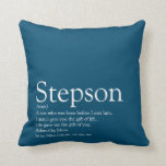 Stepson Blue Modern Fun Typography Cushion<br><div class="desc">Personalise for your special stepson to create a unique gift. A perfect way to show him how amazing he is every day. You can even customise the background to their favourite colour. Designed by Thisisnotme©</div>