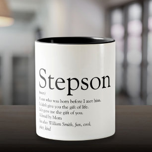 Stepson Modern Black and White Definition Two-Tone Coffee Mug