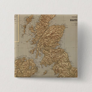 Stereographical map, British Isles 15 Cm Square Badge