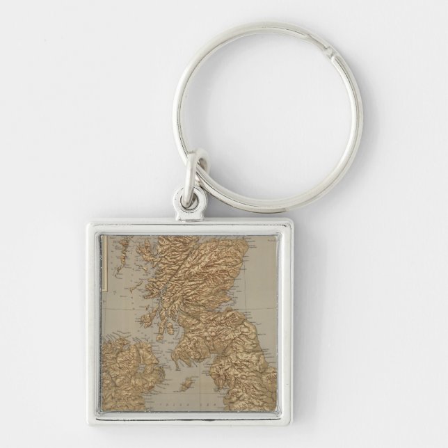 Stereographical map, British Isles Key Ring (Front)