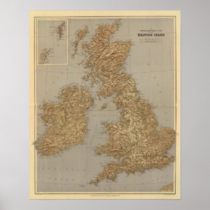 Stereographical map, British Isles Poster
