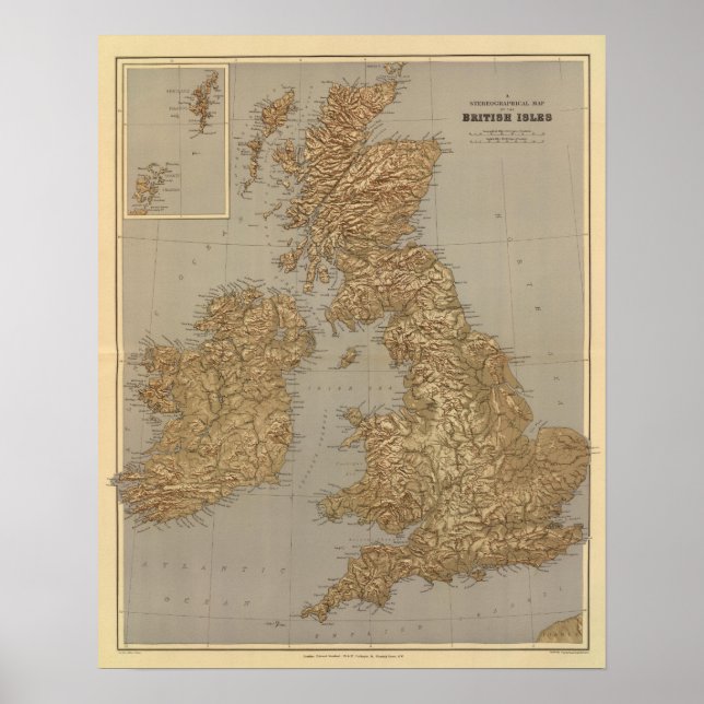 Stereographical map, British Isles Poster (Front)
