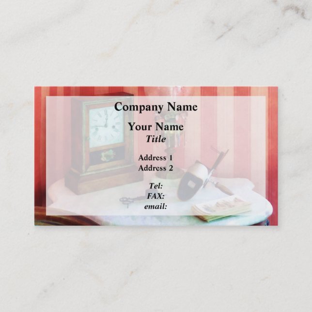 Stereopticon, Lamp and Clock Business Card (Front)