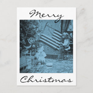Stereoview - Patriotic  Christmas circa 1901 Holiday Postcard