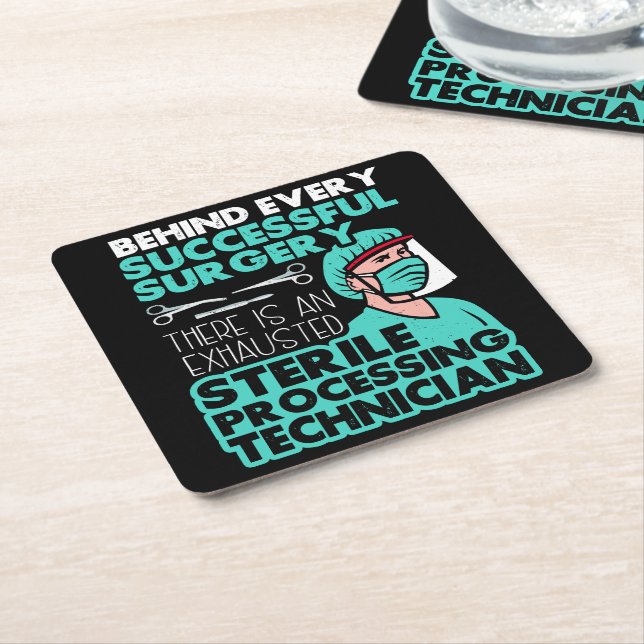 Sterile Processing Technician Tech Appreciation Square Paper Coaster (Angled)