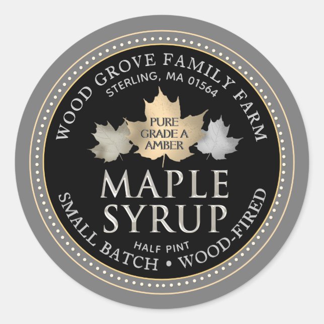 Sterling Label Small Batch Maple Syrup Gold Leaf (Front)