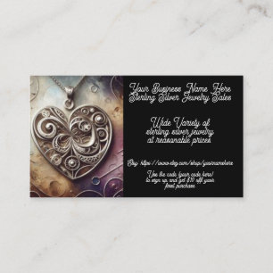 Sterling Silver Pendant Jewellery Sales Etsy Shop Business Card