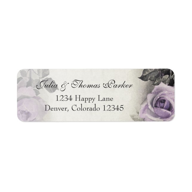 Sterling Silver Rose Wedding Return Address Label (Front)