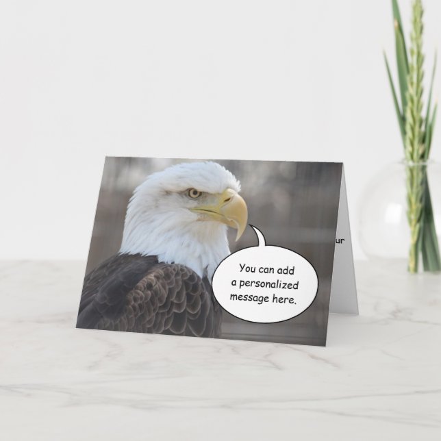 Stern Bald Eagle Greeting Card (Front)