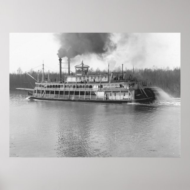 Stern-Wheel Steamboat Belle of Calhoun 1906 BW Poster (Front)