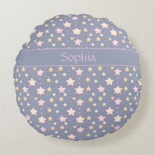 Sterne Muster rosa grau Round Cushion