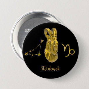 Sternzeichen Steinbock, gold - 7.5 Cm Round Badge
