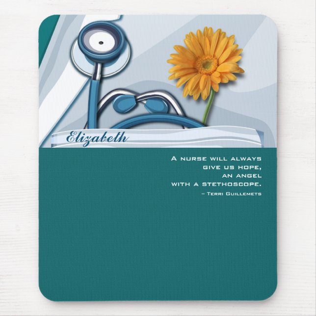 Stethoscope and Daisy Nurse Appreciation Gift Mouse Pad (Front)