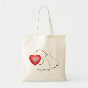 Stethoscope And Heart Personalised Tote Bag
