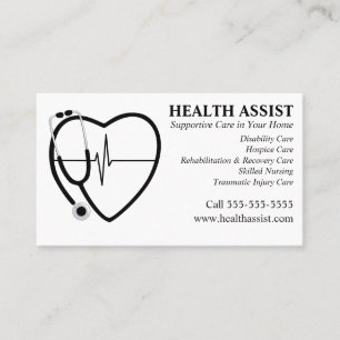 Stethoscope and Heartbeat Home Health Business Card