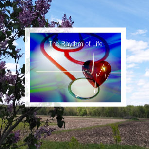 Stethoscope and Heartbeat Postcard