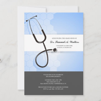 Stethoscope Blue Black Invitation