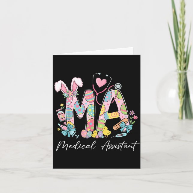 Stethoscope bunny ears ma medical assistant easter card (Front)
