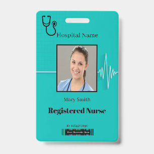 Stethoscope Cardio Heartbeat Medical Photo ID Badge