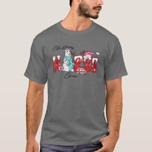 Stethoscope Christmas Nurse Crew Snowman Santa Rei T-Shirt