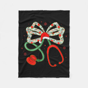 Stethoscope Christmas Nurse Health Worker Santa Xm Fleece Blanket
