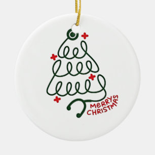 Stethoscope Christmas Tree Lights Nursing Scrubs Ceramic Tree Decoration