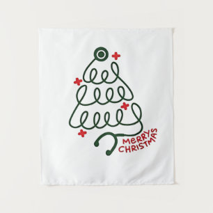 Stethoscope Christmas Tree Lights Nursing Scrubs Tapestry