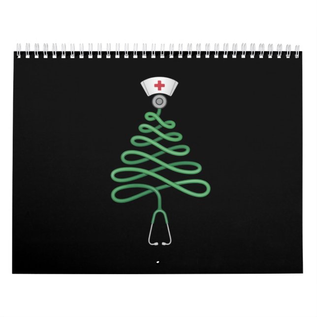 Stethoscope Christmas Tree Nurse Scrub Xmas  Calendar (Cover)