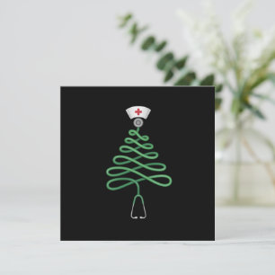 Stethoscope Christmas Tree Nurse Scrub Xmas  Invitation