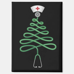 Stethoscope Christmas Tree Nurse Scrub Xmas Magnet