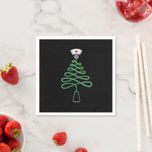 Stethoscope Christmas Tree Nurse Scrub Xmas  Napkin