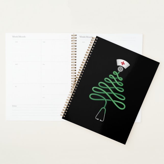 Stethoscope Christmas Tree Nurse Scrub Xmas  Planner (Display)