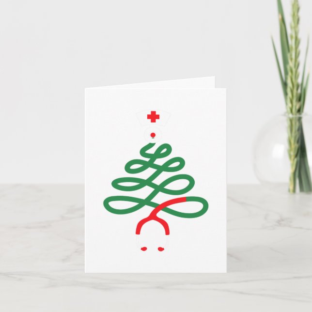 stethoscope christmas tree nursing funny nurse rn  card (Front)