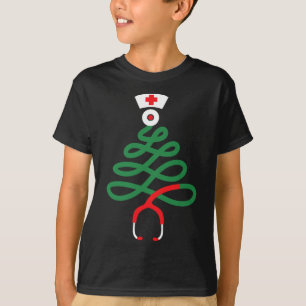Stethoscope christmas tree nursing funny nurse rn T-Shirt