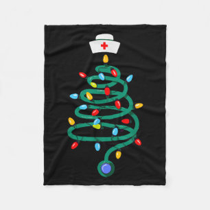 Stethoscope Christmas Tree Registered Doctor Nurse Fleece Blanket