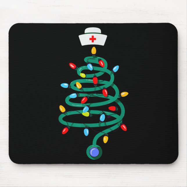 Stethoscope Christmas Tree Registered Doctor Nurse Mouse Pad (Front)