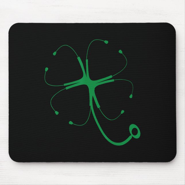 Stethoscope Clover Lucky St Patricks Day Funny Doc Mouse Pad (Front)
