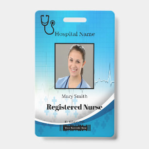 Stethoscope Cross Medical Vertical Photo ID Badge