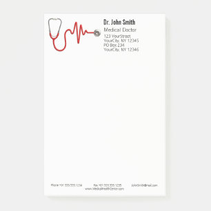 Stethoscope ECG Wave EKG Medical Heartbeat Line Post-it Notes
