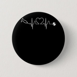 Stethoscope EKG Heartbeat Nurse Heart Hospital 6 Cm Round Badge