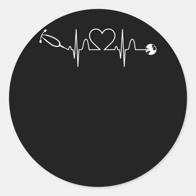 Stethoscope EKG Heartbeat Nurse Heart Hospital Classic Round Sticker (Front)