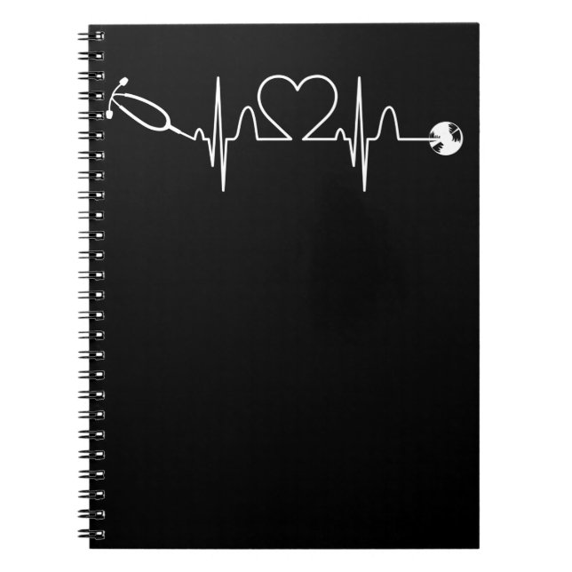 Stethoscope EKG Heartbeat Nurse Heart Hospital Notebook (Front)