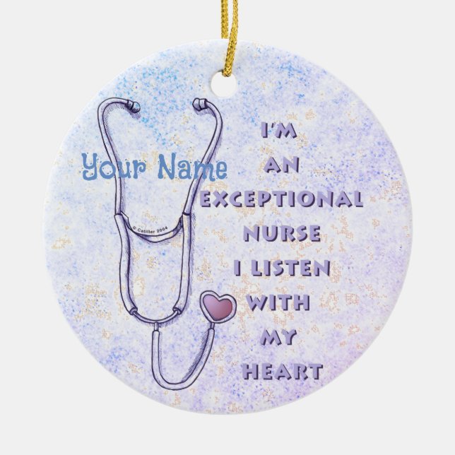 Stethoscope exceptional nurse  ceramic tree decoration (Front)