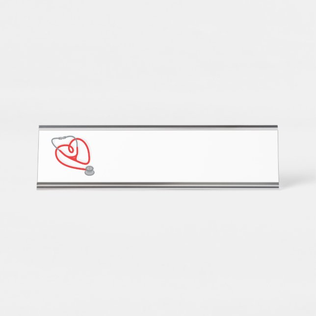 Stethoscope Heart Desk Name Plate (Front)