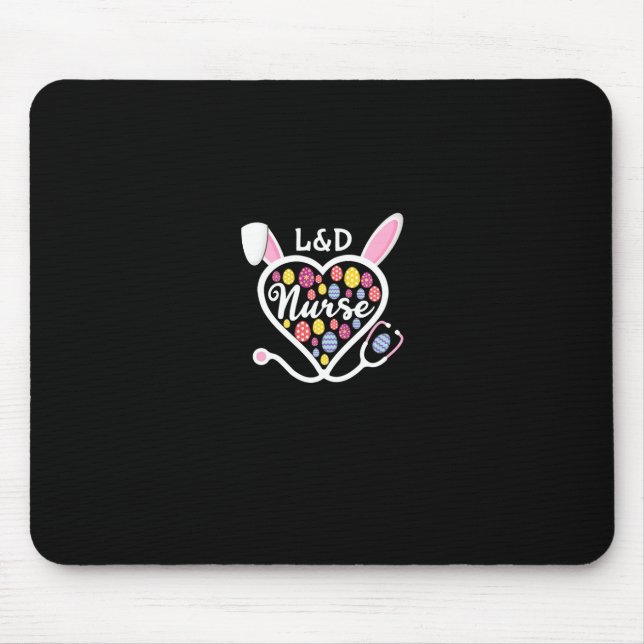 Stethoscope Heart Landd Nurse Easter Bunny Labour  Mouse Pad (Front)