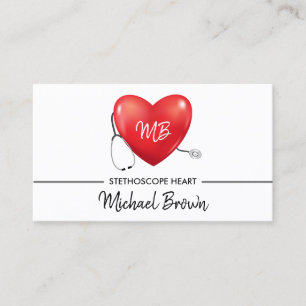 Stethoscope Heart Nurse Doctor Medical Business Card