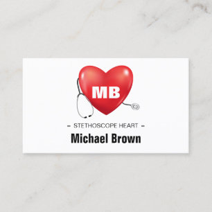Stethoscope Heart Nurse Doctor qr code Business Card